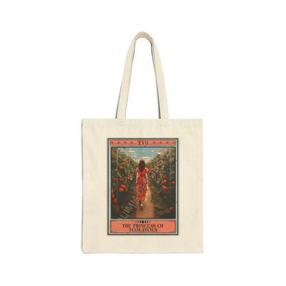 The Princess of Tomatoes Tarot Card Tote Bag, Tomato Lover 15" x 16"