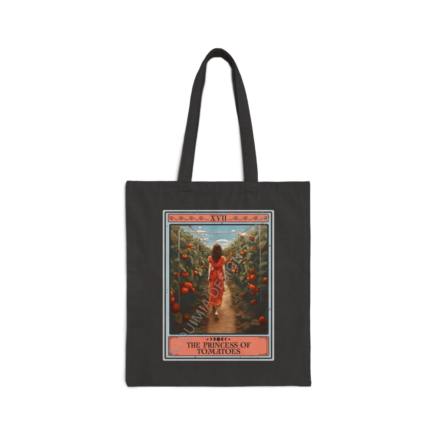 The Princess of Tomatoes Tarot Card Tote Bag, Tomato Lover 15" x 16"