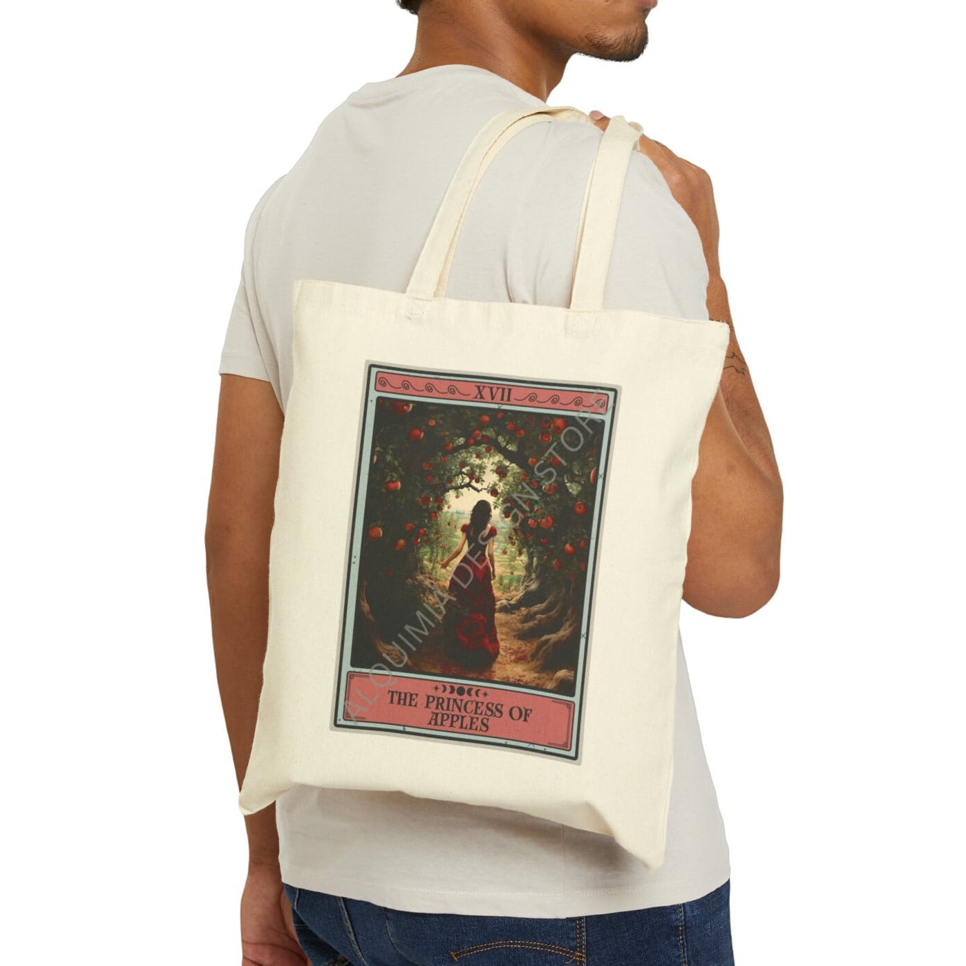 The Princess of Apples Tarot Card Tote Bag 15" x 16"