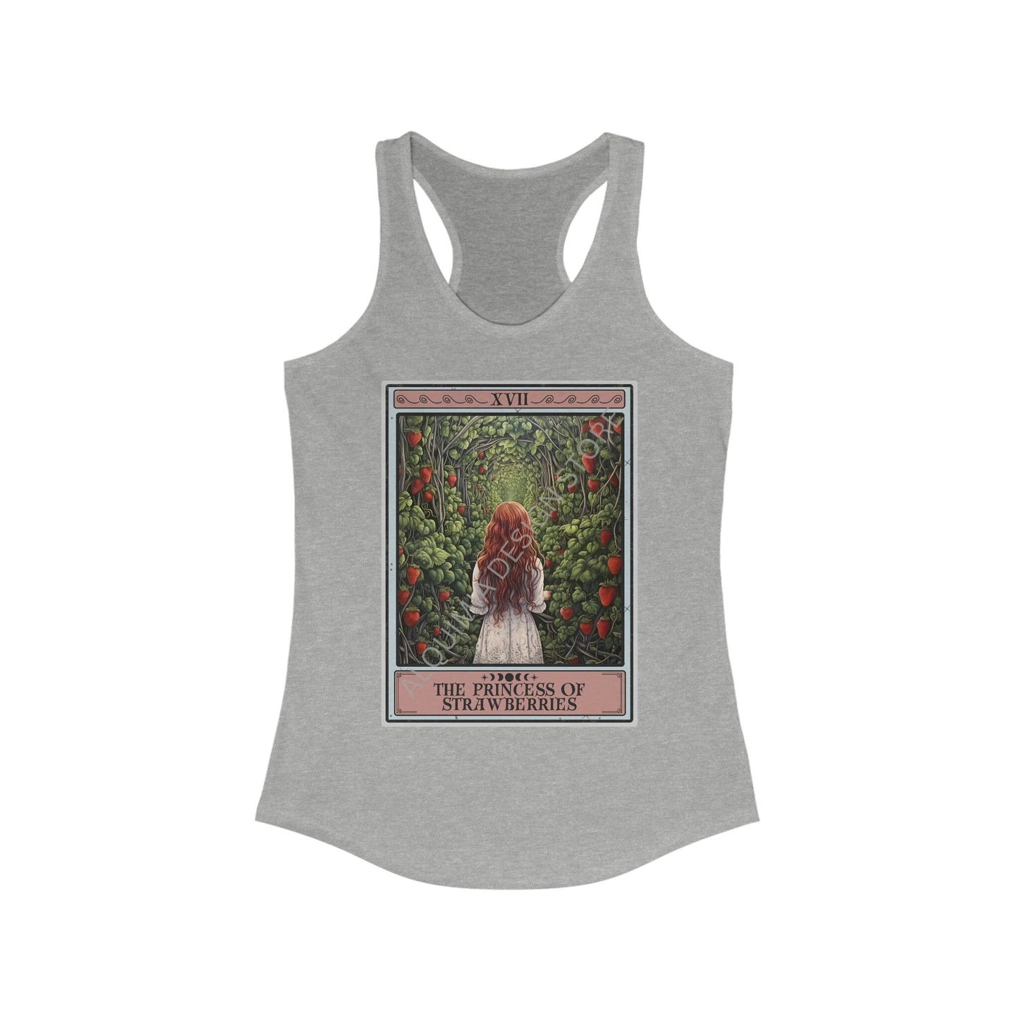 The Princess of Strawberries Tarot Card Tank Top, Strawberry