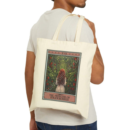 The Princess of Strawberries Tote Bag, 15" x 16"