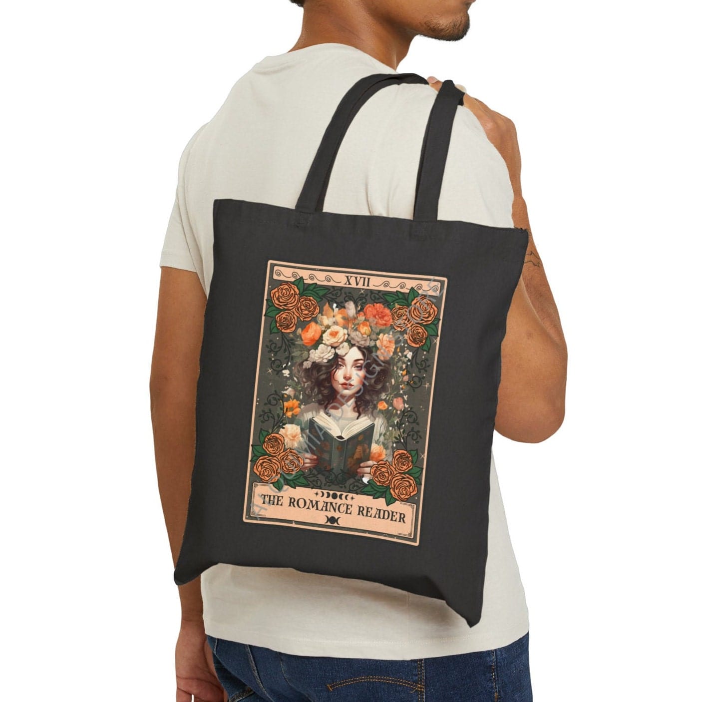 The Romance Reader Tarot Card Tote Bag 15" x 16"