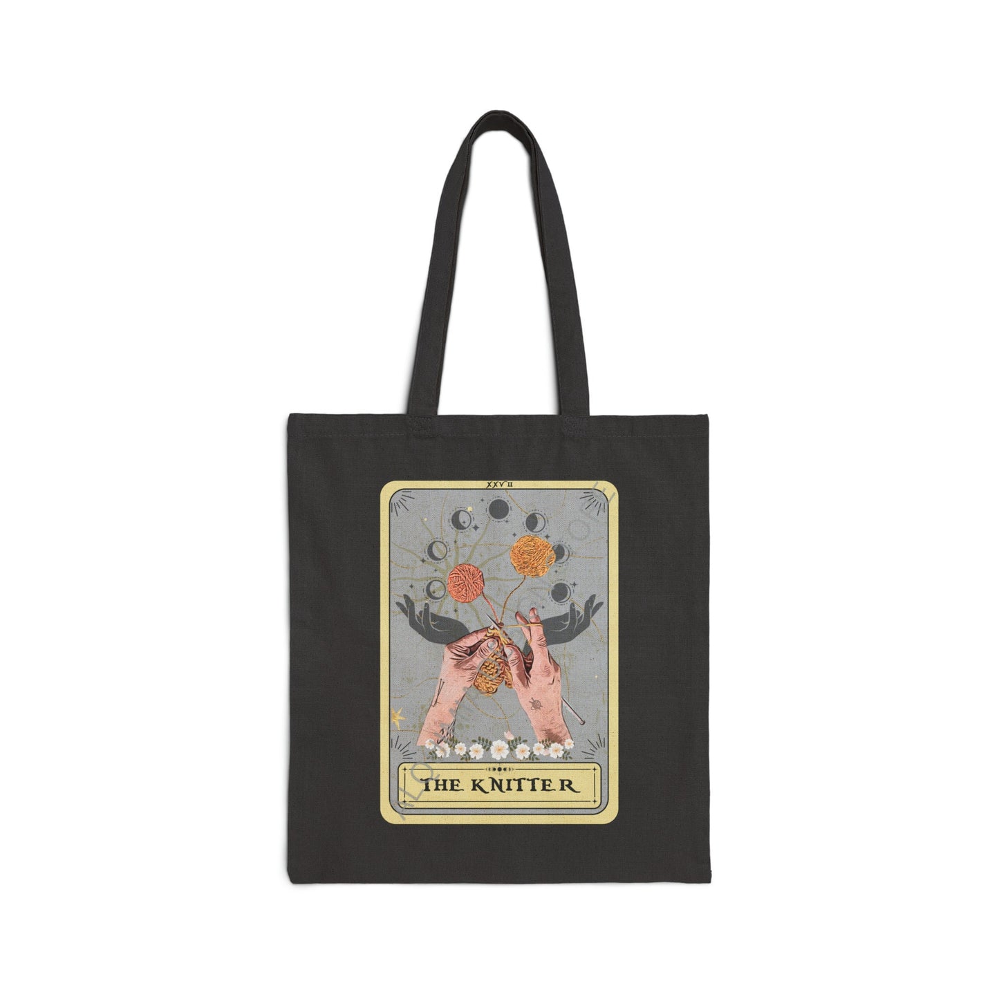 The Knitter Tarot Card Tote Bag, Knitting 15" x 16"