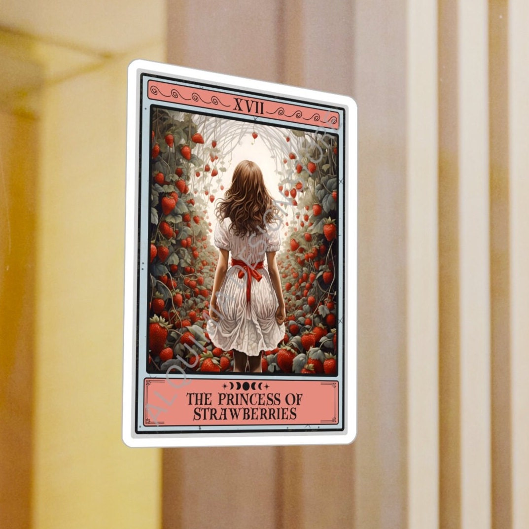 The Princess of Strawberries Tarot Card Sticker,  Strawberry 3" x 4"