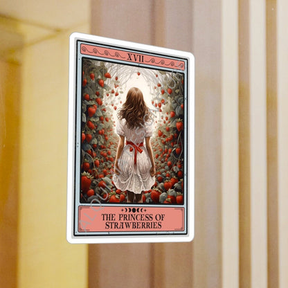 The Princess of Strawberries Tarot Card Sticker,  Strawberry 3" x 4"
