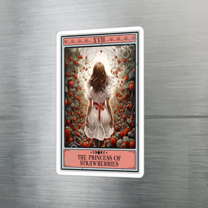 The Princess of Strawberries Tarot Card Sticker,  Strawberry 3" x 4"