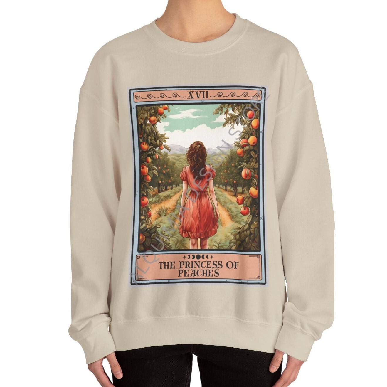 The Princess of Peaches Tarot Card Sweatshirt, Peach Lover