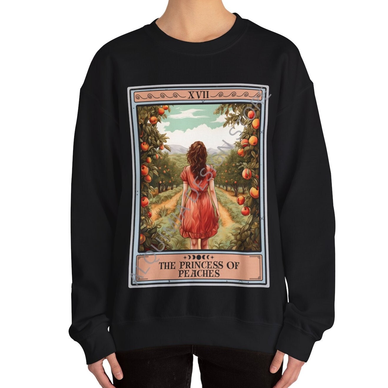 The Princess of Peaches Tarot Card Sweatshirt, Peach Lover