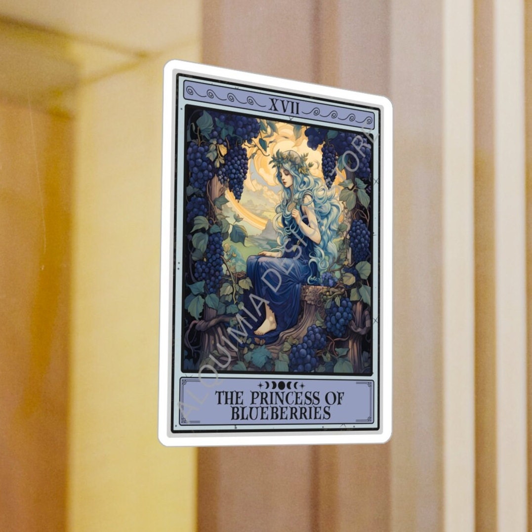 The Princess of Blueberries Tarot Card Sticker, 3" x 4"