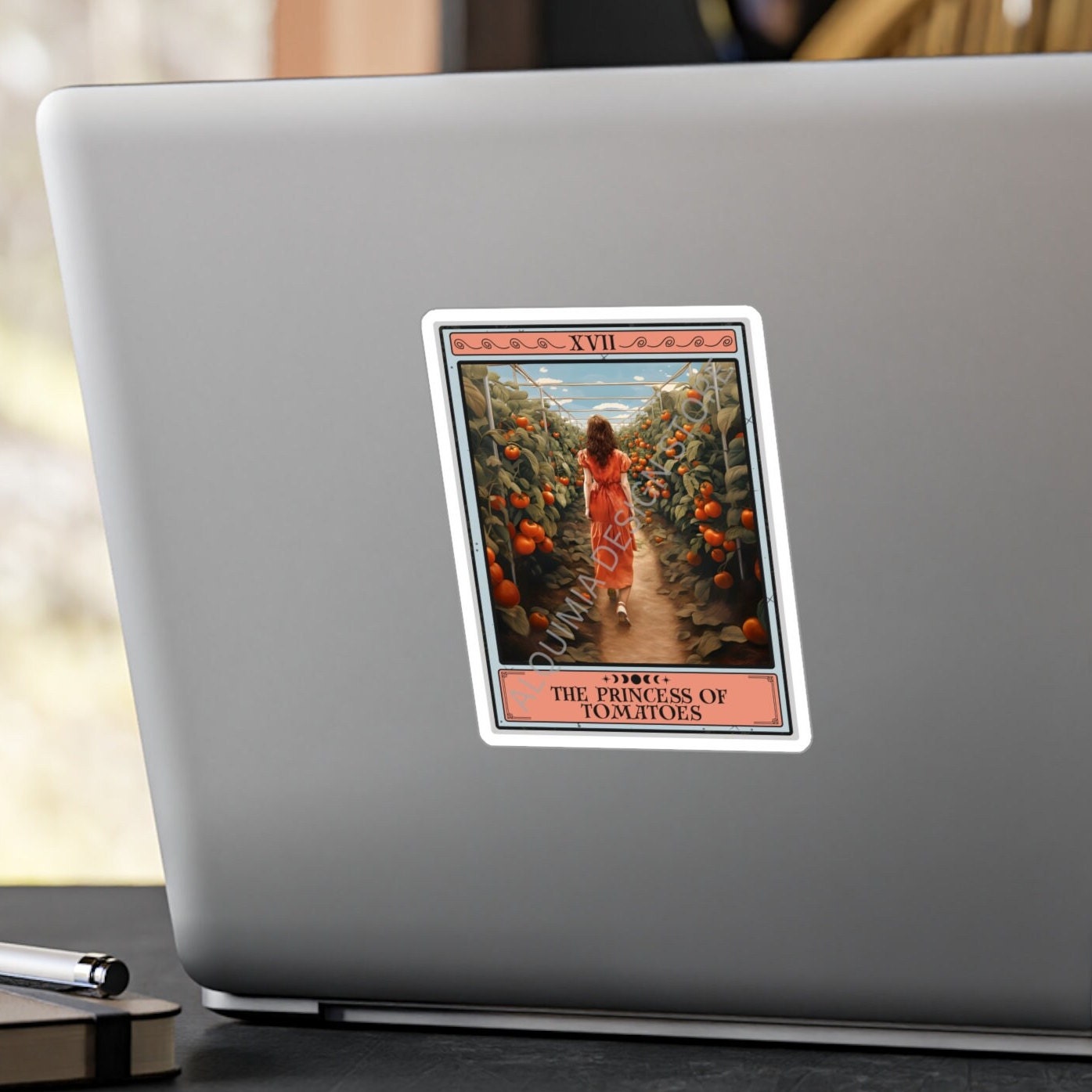 The Princess of Tomatoes Tarot Card Sticker,  Tomato 3" x 4"