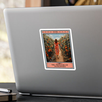 The Princess of Tomatoes Tarot Card Sticker,  Tomato 3" x 4"