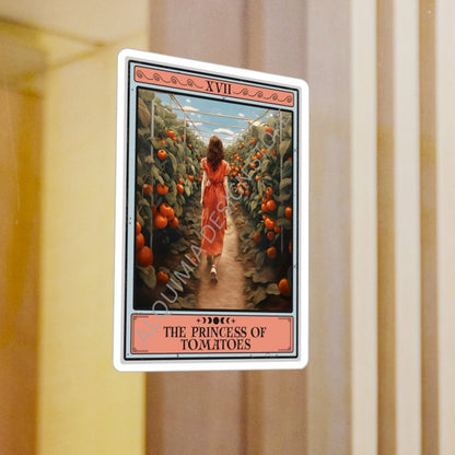The Princess of Tomatoes Tarot Card Sticker,  Tomato 3" x 4"