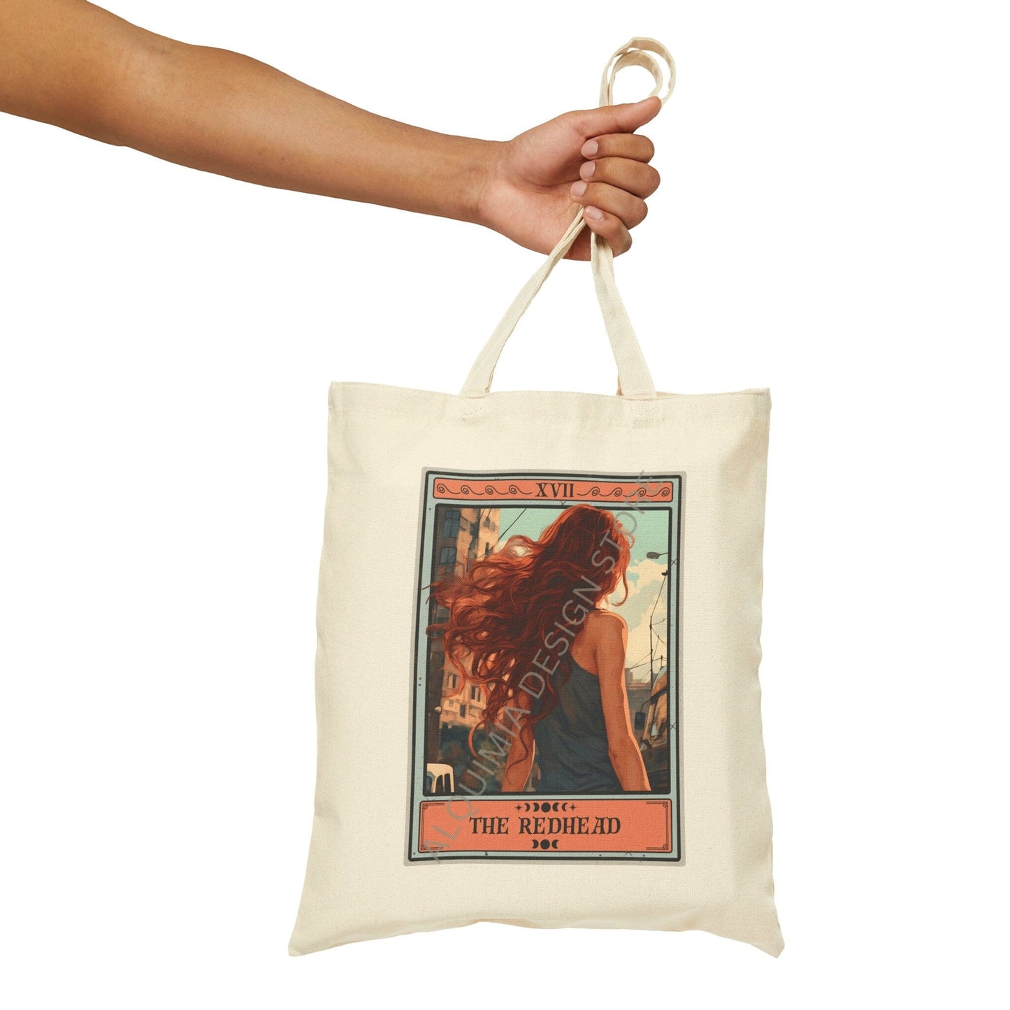 The Redhead Tarot Card Tote Bag, Red Hair 15" x 16"