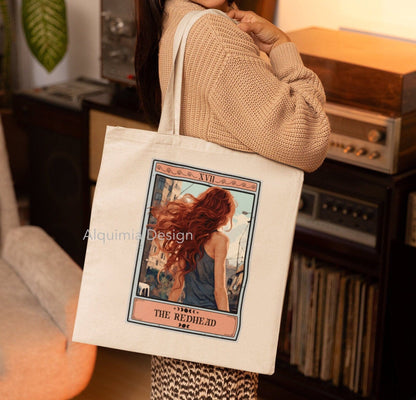 The Redhead Tarot Card Tote Bag, Red Hair 15" x 16"