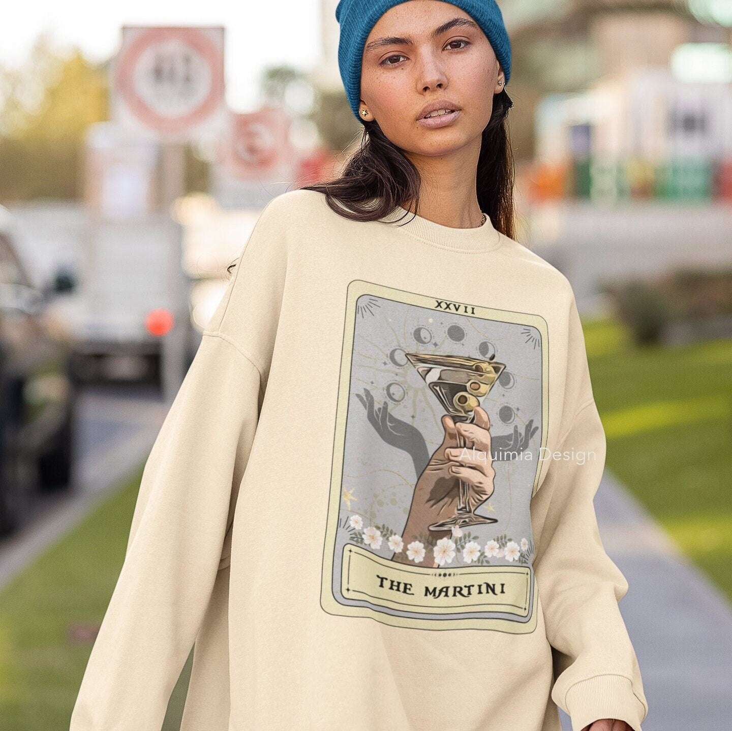 The Martini Tarot Card Sweatshirt, Dirty Martini Cocktail