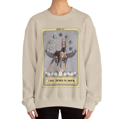 The Doberman Dog Tarot Card Sweatshirt, Red Doberman