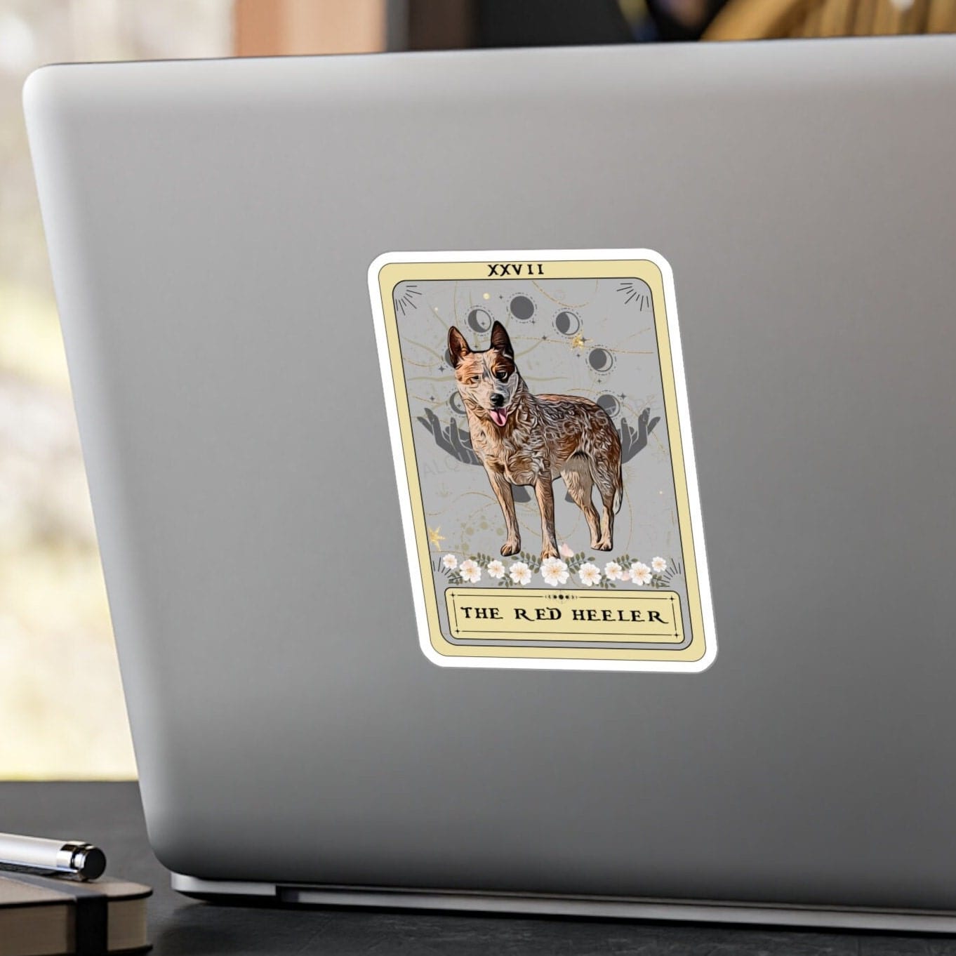 The Red Heeler Tarot Card Dog Sticker 3" x 4"