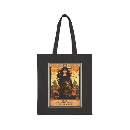 The Princess Of Feral Cats Tarot Card Tote Bag 15" x 16"