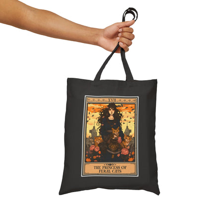 The Princess Of Feral Cats Tarot Card Tote Bag 15" x 16"