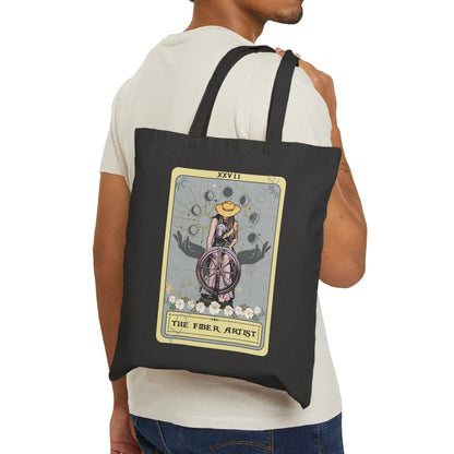 The Fiber Artist Tarot Card Tote Bag Yarn  15" x 16"