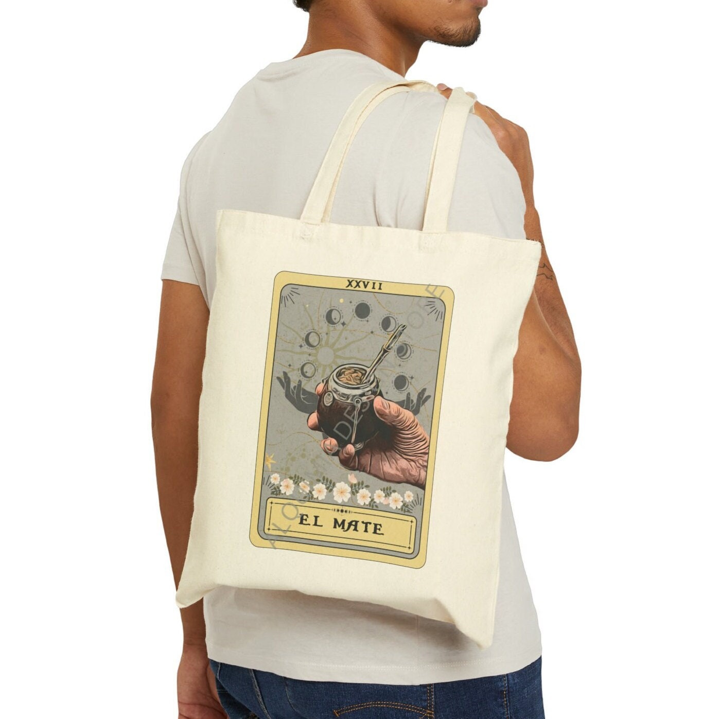 El Mate Tarot Card Tote Bag Yerba Mate 15" x 16"