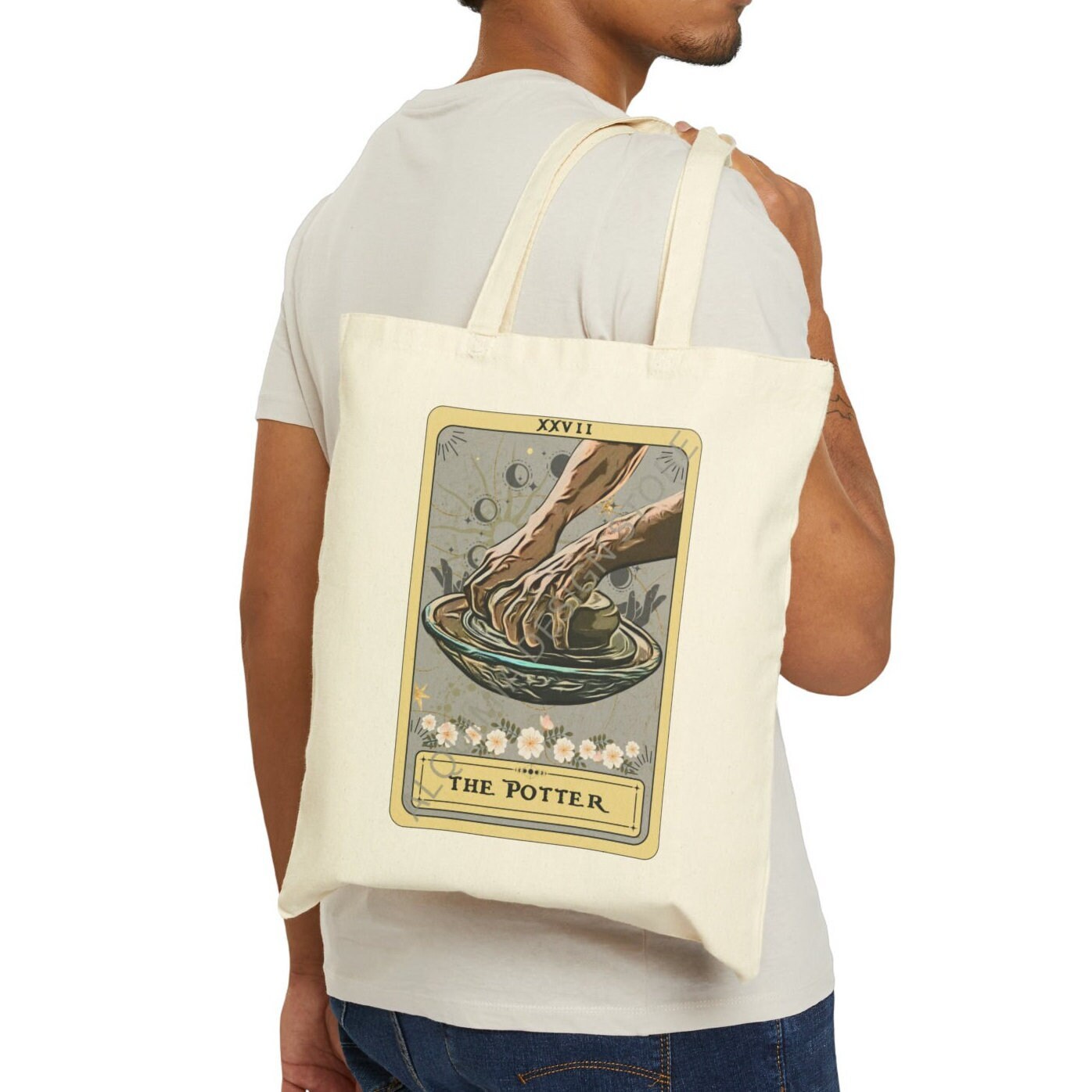 The Potter Tarot Card Tote Bag Pottery Maker 15" x 16"