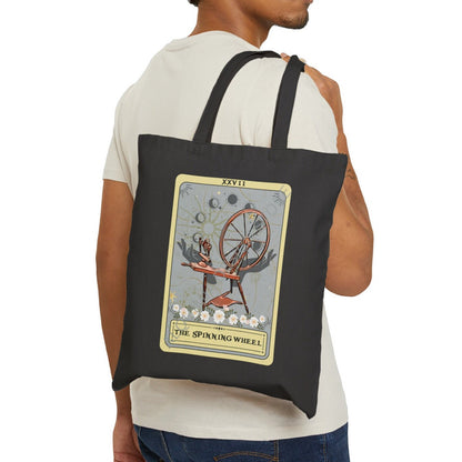 The Spinning Wheel Tarot Card Tote Bag 15" x 16" Spinning Wheel