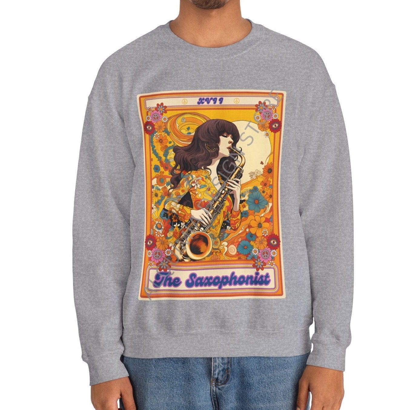 The Saxophonist Tarot Card Sweatshirt, Saxophone Player