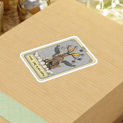 Jackalope Stickers, The Jackalope Tarot Card Sticker 3" x 4" Vinyl Sticker Waterproof UV Resistant Cryptid Laptop Sticker Cryptozoology