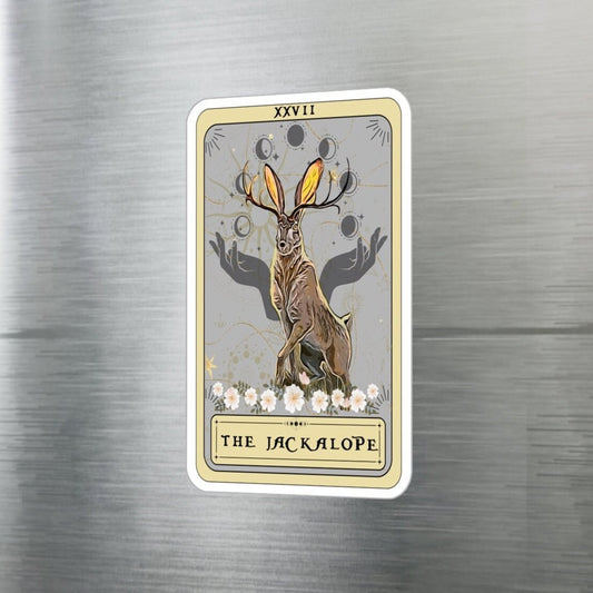 Jackalope Stickers, The Jackalope Tarot Card Sticker 3" x 4" Vinyl Sticker Waterproof UV Resistant Cryptid Laptop Sticker Cryptozoology