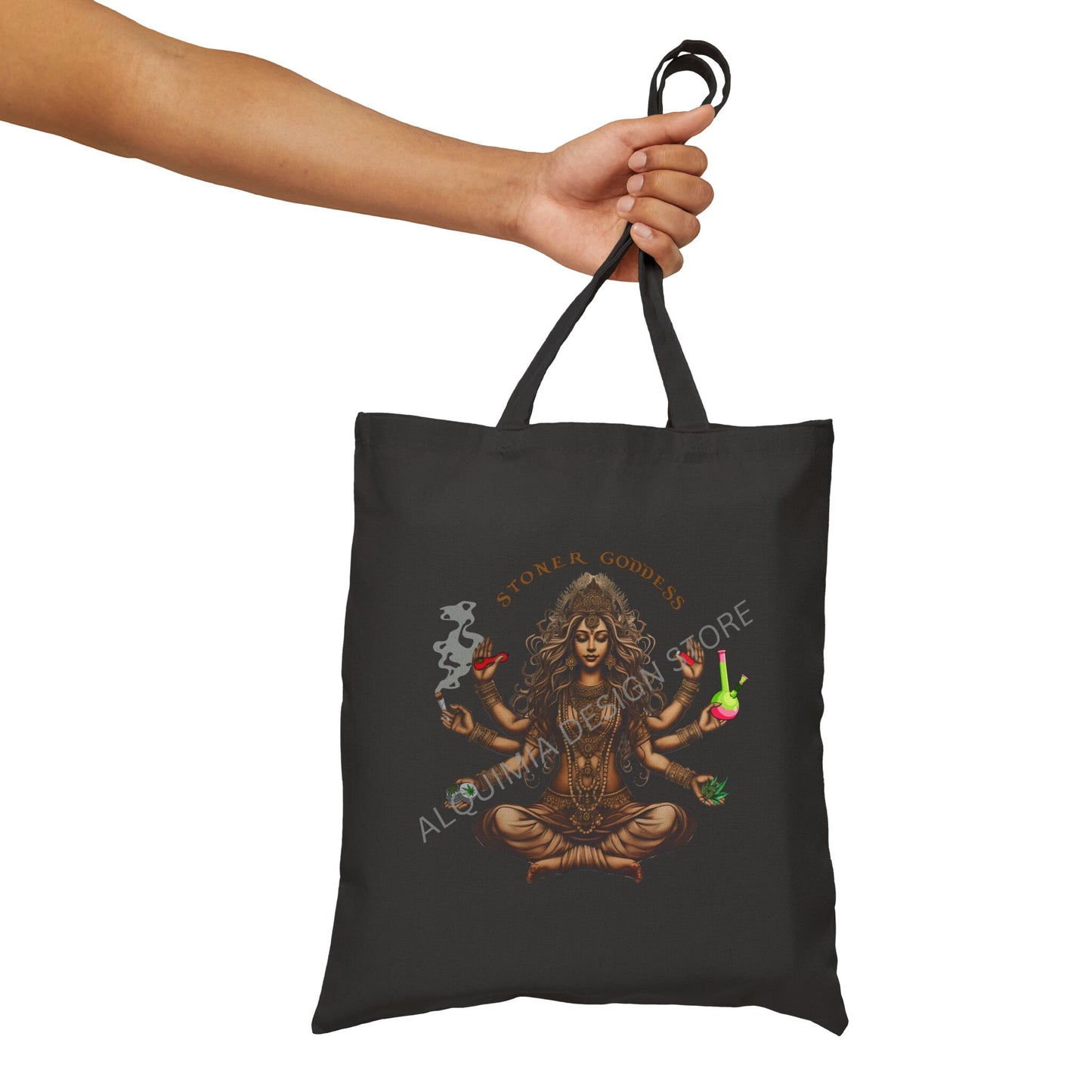 Stoner Goddess Tote Bag, Weed Lover 15" x 16"