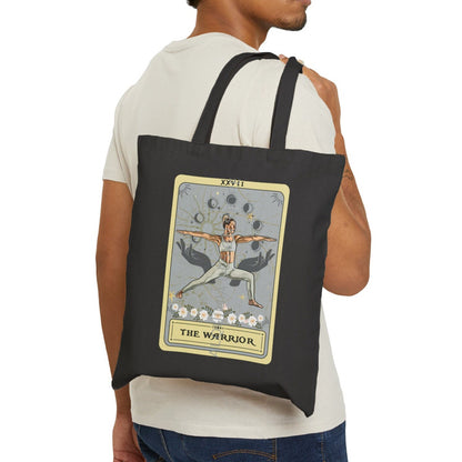 Yoga Tote Bag, The Warrior Tarot Card Tote Bag, Yoga Pose Canvas ToteBag Yoga Lover Gifts for Yogi