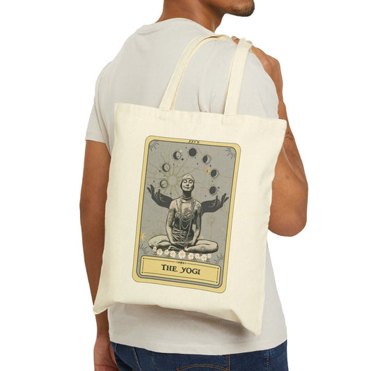 The Yogi Tarot Card Tote Bag, Yoga Pose Canvas Bag 15" x 16"