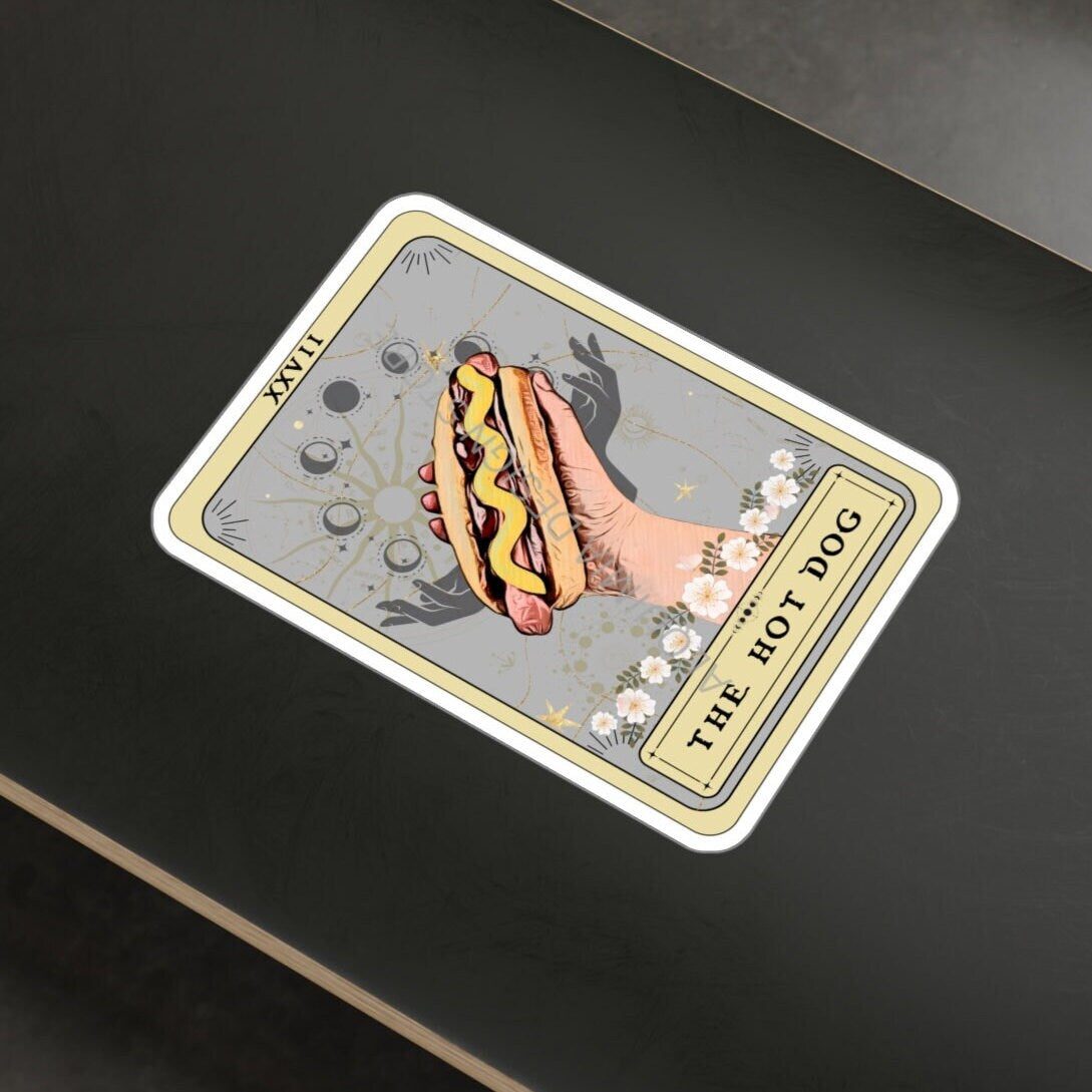 The Hot Dog Tarot Card Sticker 3" x 4"