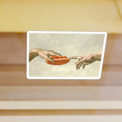 The Creation of Hot Dog Sticker,  3" x 4"