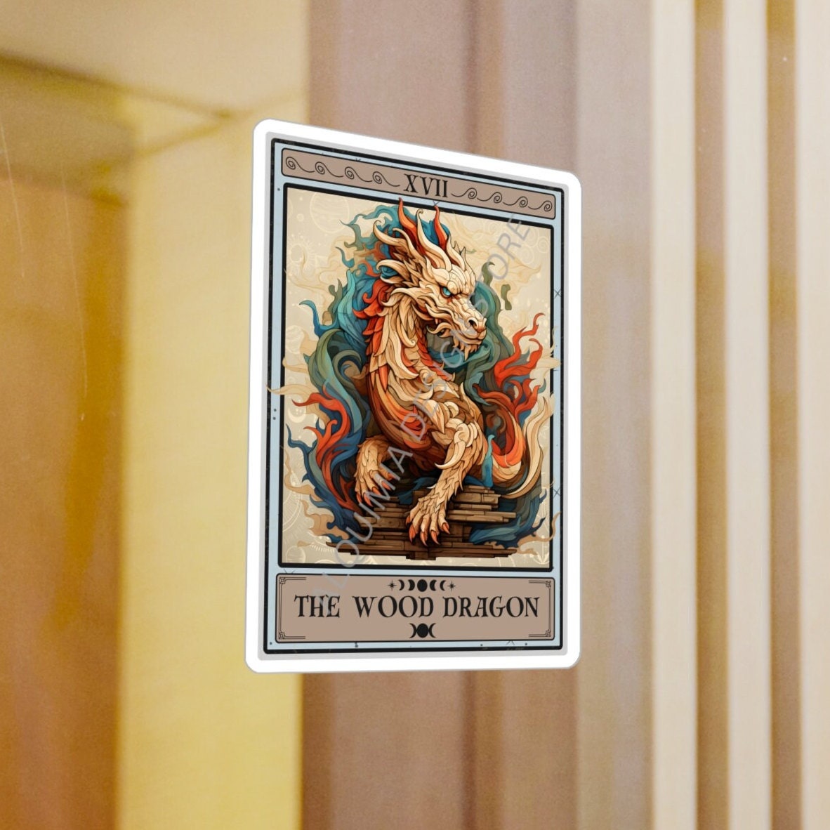 The Wood Dragon Tarot Card Sticker 3" x 4"