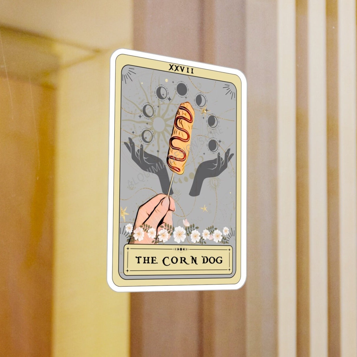 The Corn Dog Tarot Card Sticker, 4" x 6"