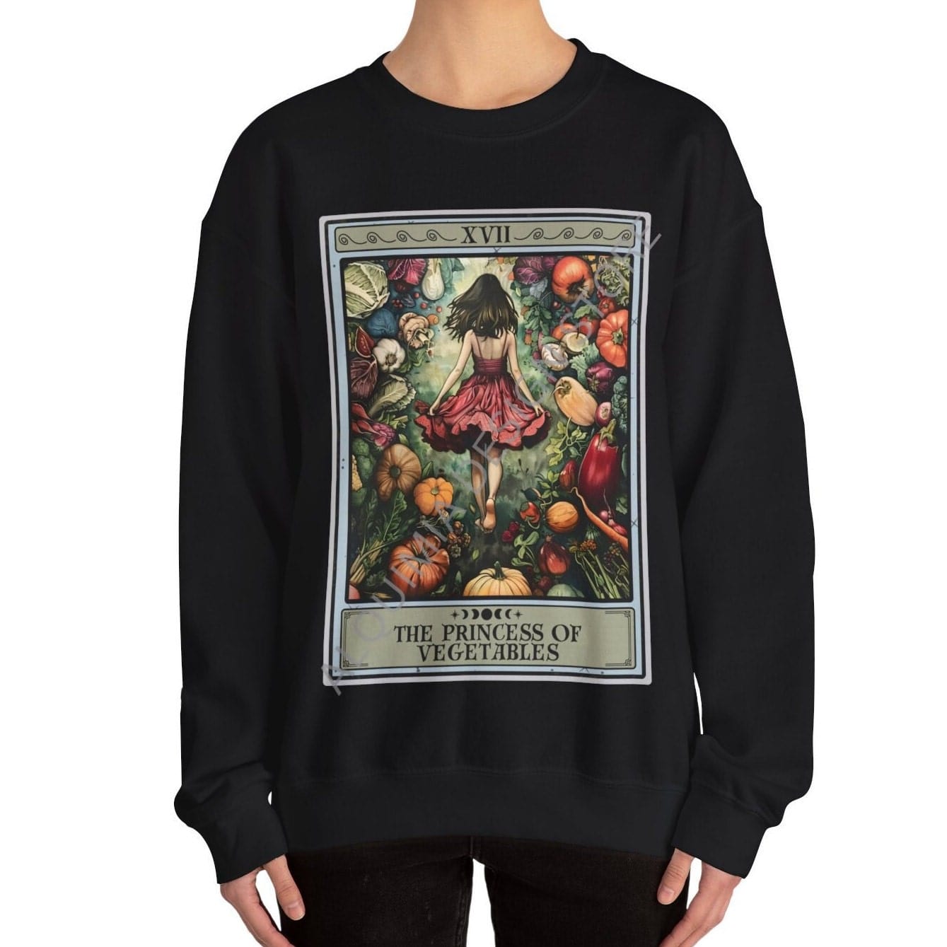 The Princess of Vegetables Tarot Card Sweatshirt, Vegan Vegetarian