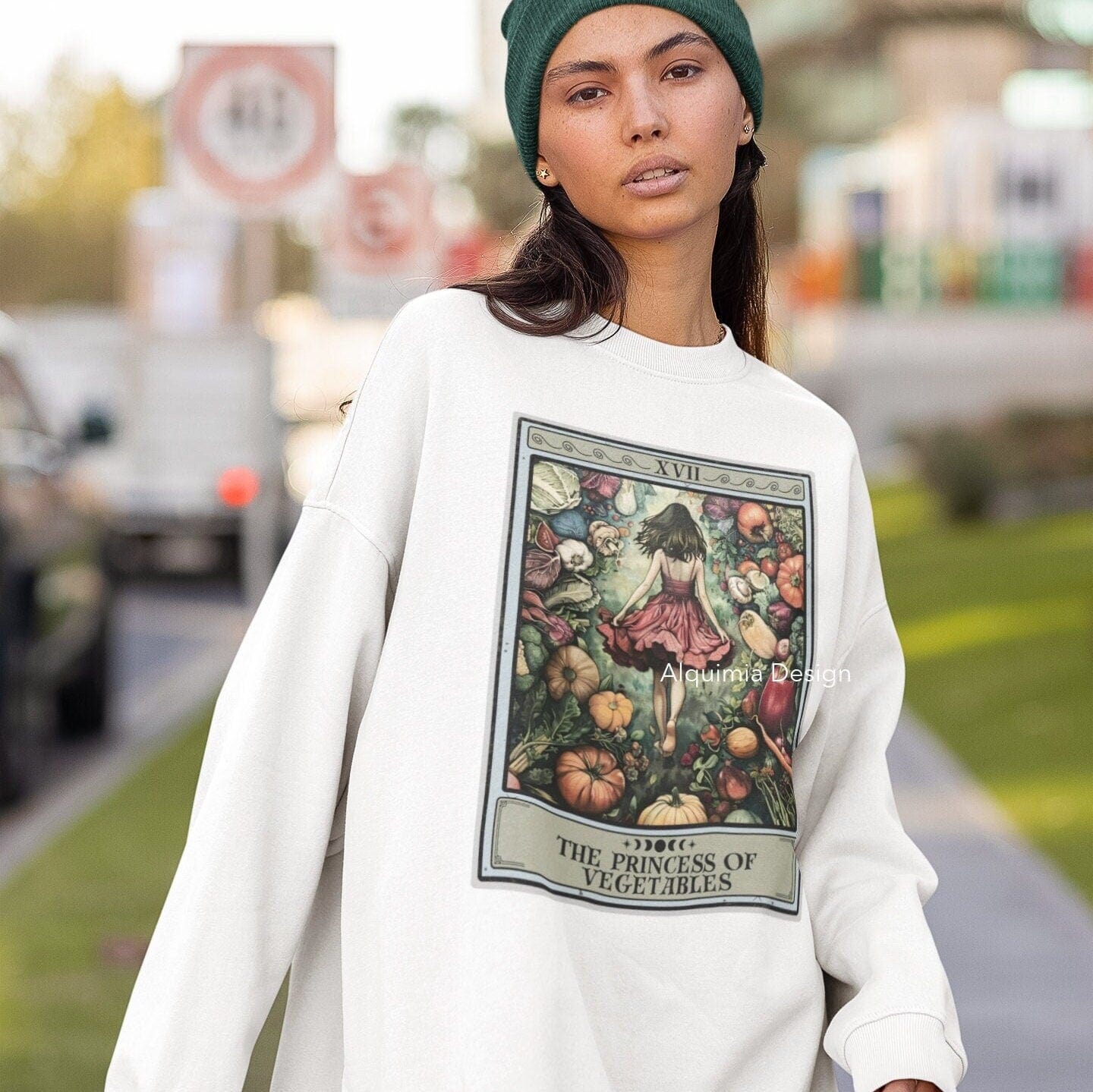 The Princess of Vegetables Tarot Card Sweatshirt, Vegan Vegetarian