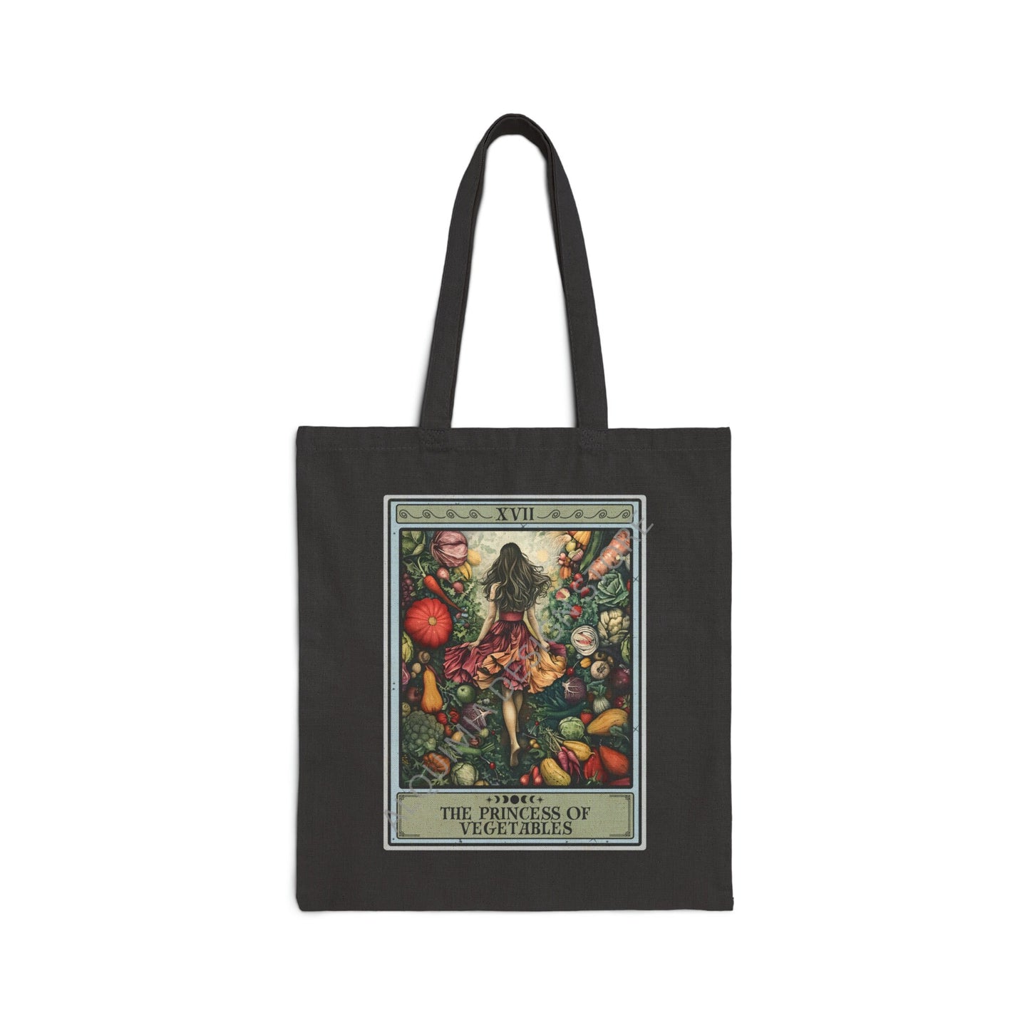 The Princess of Vegetables Tarot Card Tote Bag, Vegetarian 15" x 16" Farmers Market