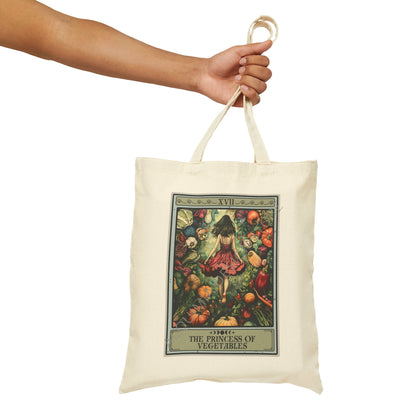 The Princess of Vegetables Tarot Card Tote Bag, 15" x 16" Vegetarian