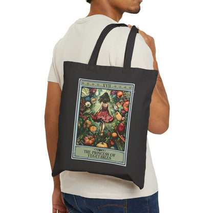 The Princess of Vegetables Tarot Card Tote Bag, 15" x 16" Vegetarian