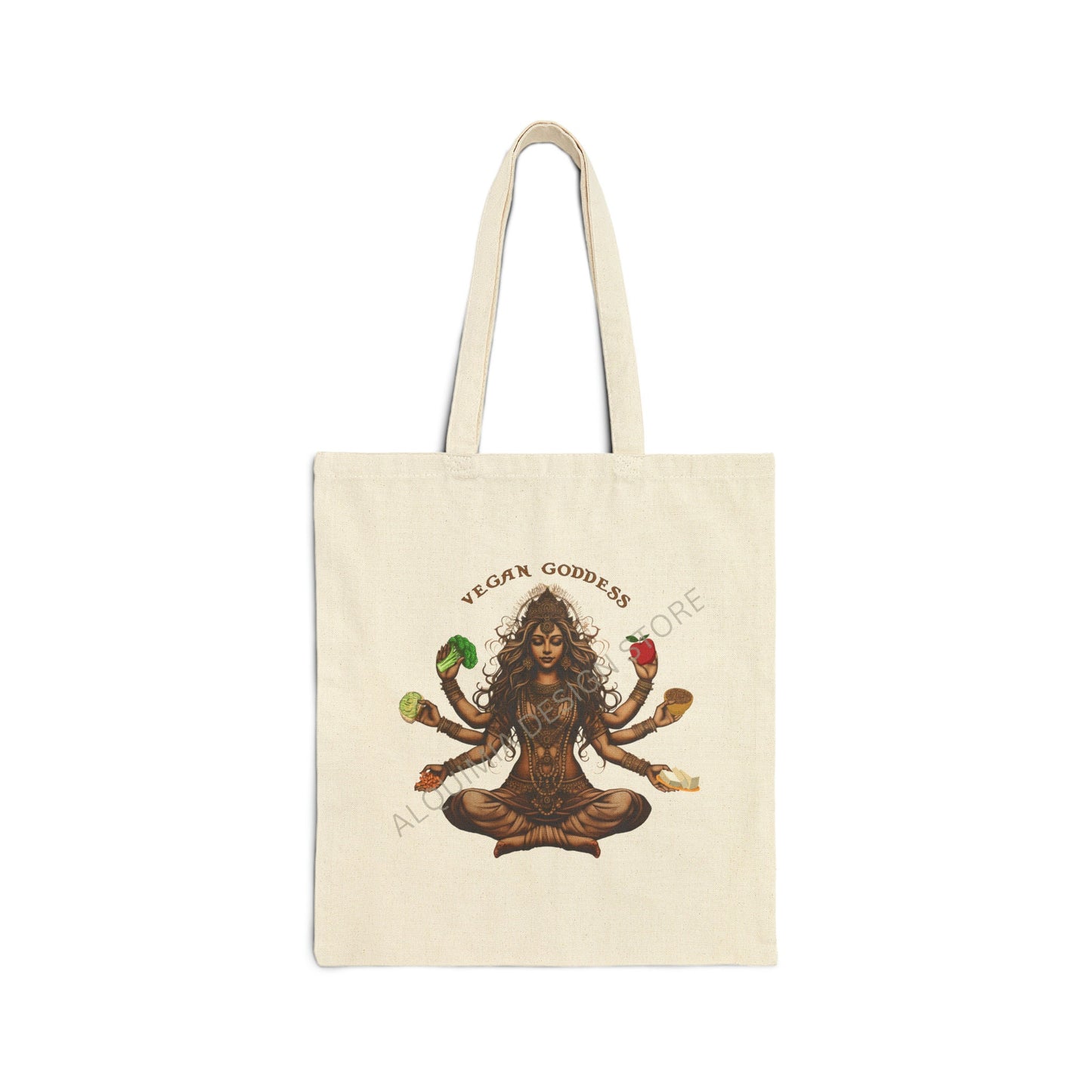 Vegan Goddess Tote Bag, 15" x 16" Farmers Market