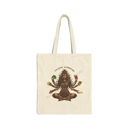 Vegan Goddess Tote Bag, 15" x 16" Farmers Market