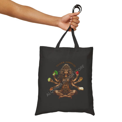 Vegan Goddess Tote Bag, 15" x 16" Farmers Market