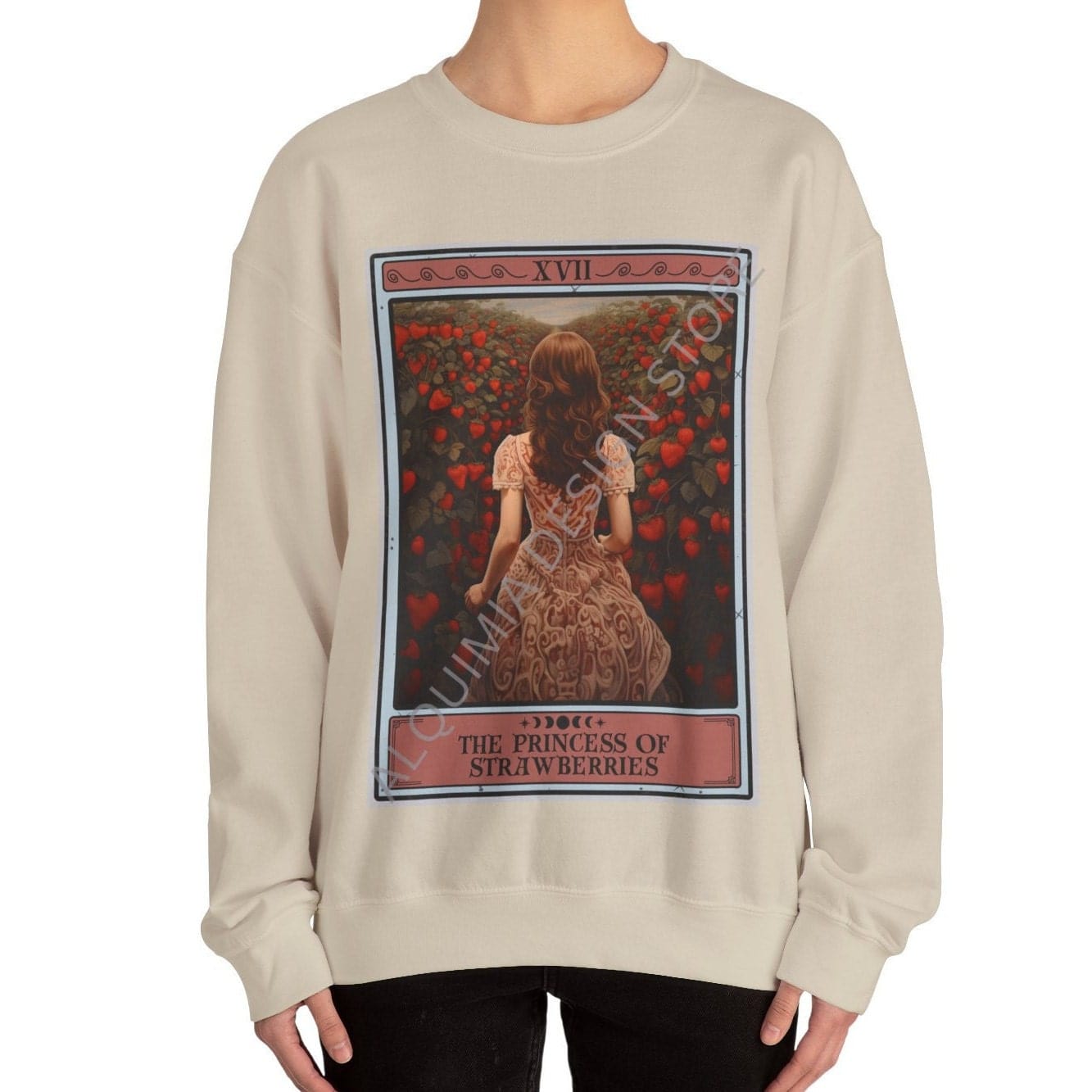 The Princess of Strawberries Tarot Card Sweatshirt, Strawberry