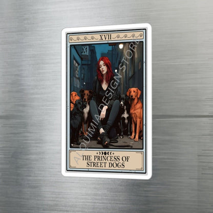 The Princess of Street Dogs Tarot Card Sticker, Animal Rescue