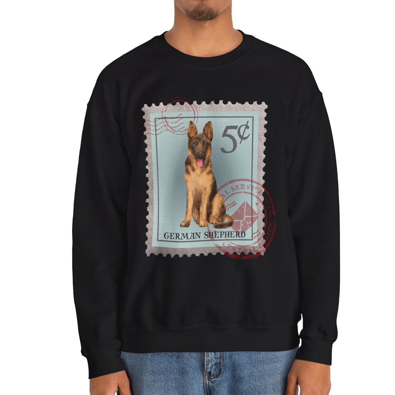 German Shepherd Dog Post Stamp Sweatshirt