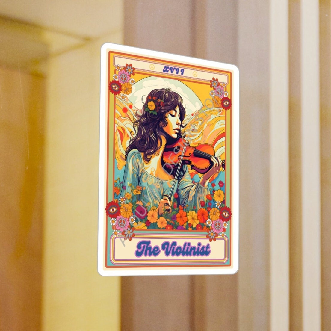 The Violinist Tarot Card Sticker, Violin 3" x 4"