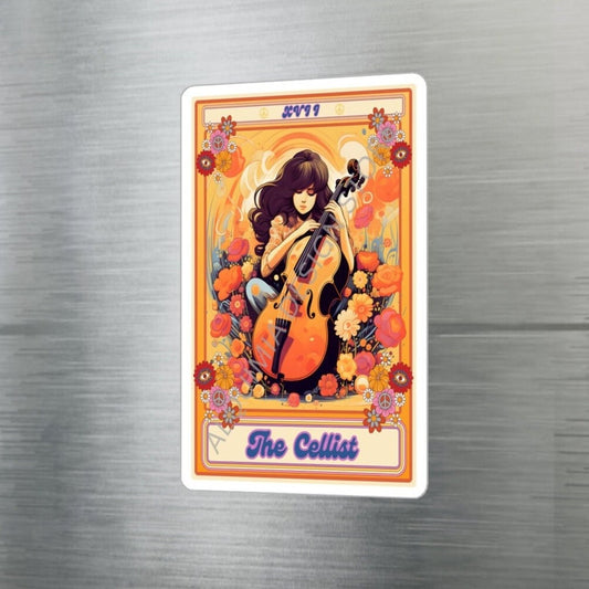 The Cellist Tarot Card Sticker, Cello Player 3" x 4"